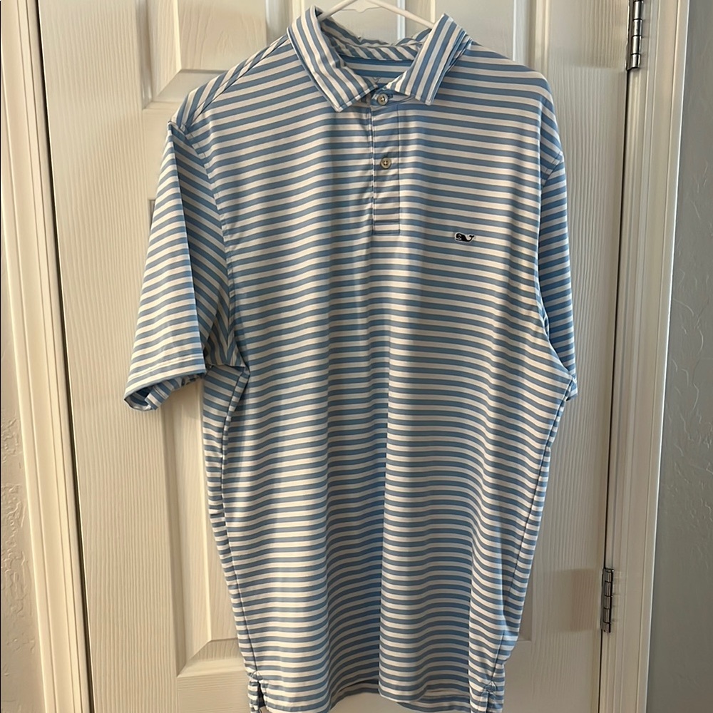 Vineyard Vines Blue and White Striped Polo Shirt
